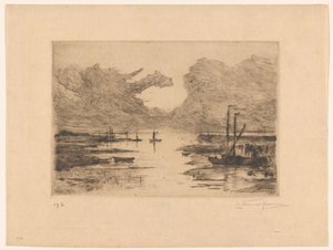 Hafen von Bergen op Zoom bei Niedrigwasser von Carel Nicolaas Storm van 