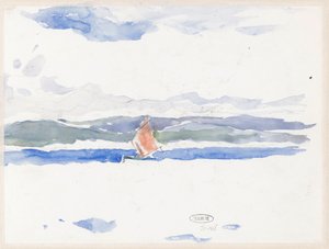 Blick auf das Meer mit Boot (?)