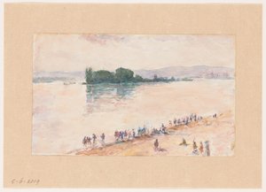Ansicht vom Ufer über die volle Breite eines Flusses von Carel Nicolaas Storm van 