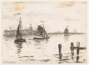 Fischereischiffe auf der Maas vor Dordrecht von Carel Nicolaas Storm van 