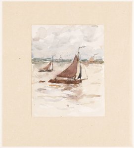 Segelnde Fischerboote auf der Schelde von Carel Nicolaas Storm van 