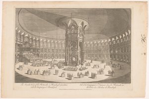 Ansicht des Inneren der Rotunde in den Ranelagh Gardens in London mit einer Gesellschaft beim Frühstück