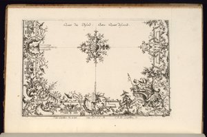 Zwei Viertel einer Decke, Nouveau Livre de Plafonds (Neues Buch der Decken) von Carl Albert von Lespilliez