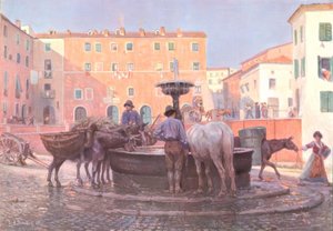 Am Brunnen in Genzano von Carl Alexander Brendel