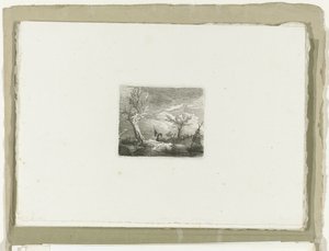 Mann mit Kescher im Gewitter von Carl August Lebschee