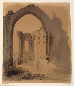 Gotische Kirchenruine mit zwei Frauen von Carl Blechen