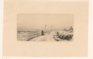 Landweg mit spazierengehender Dame und Kind von Carl Bloch