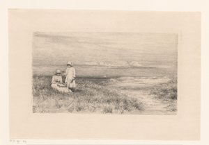 Frau und Mädchen in den Dünen von Carl Bloch
