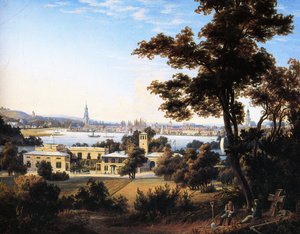 Die Stadtsilhouette von Potsdam über Glienicke