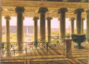 Blick vom Neuen Museum auf den Lustgarten und das Königsschloss in Berlin