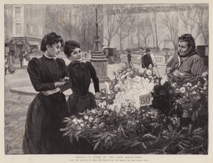 Veilchen - eine Szene auf den Pariser Boulevards, Gemälde im Champs de Mars Salon, Paris von Carl Ernest von Stetten