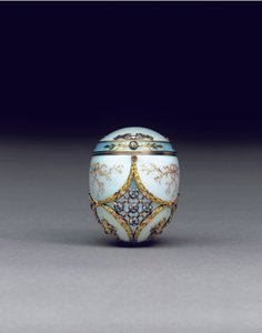 Seltene juwelenbesetzte zweifarbige Eierbonbonniere, 1896-1908