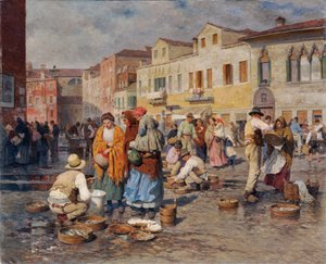 Fischmarkt in Venedig von Carl Feiertag