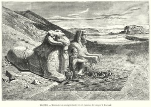 Antiquitätenverkäufer auf der Straße von Luxor nach Karnak, Ägypten