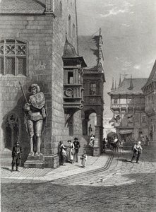 Rathaus, Halberstadt, graviert von E. Joubert, gedruckt von Cassell & Company Ltd (Gravur) von Carl Friedrich Heinrich Werner