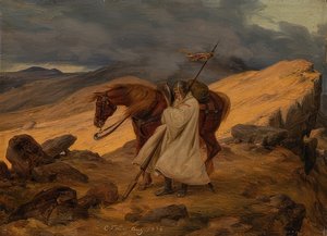Kreuzritter auf der Wacht im Gebirge