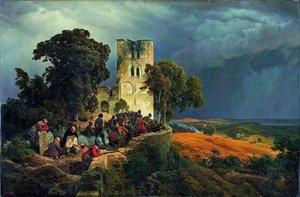 Die Belagerung. Verteidigung einer Kirche während des Dreißigjährigen Krieges (1618-1648) von Carl Friedrich Lessing