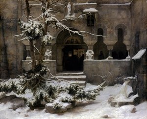 Klostergarten im Schnee von Carl Friedrich Lessing