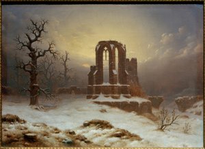 Kirchenruine im Schnee