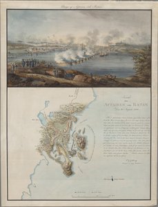 Ansicht und Karte des Gefechts bei Ratan, am 20. August 1809, 1809