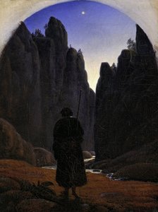 Pilger in einem felsigen Tal, ca. 1820