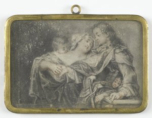 Eine junge Frau lenkt einen Krieger ab, während eines ihrer Kinder ihn beraubt von Carl Gustav Klingstedt (attributed to)