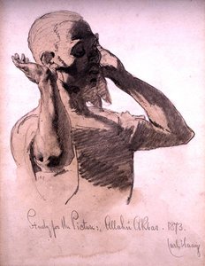 Betende Figur, eine Studie für das Bild, Allaha Akbar, 1873 von Carl Haag