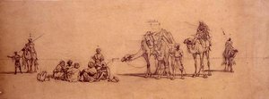 Figuren und Kamele in der Wüste von Carl Haag