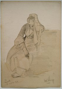 Studie einer sitzenden Dame, Nazareth, 1859 von Carl Haag