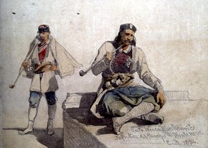 Studie von zwei Figuren, beide rauchen Pfeifen von Carl Haag