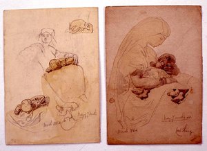 Zwei Studien einer Mutter und eines Kindes von Carl Haag