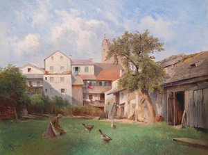Carl Haunold Hof des Seifensiederhauses in Tittmoning 1907 von Carl Haunold