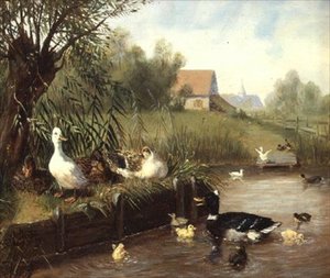 Enten am Flussufer von Carl Jutz