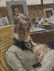 Ein Studio-Idyll: Die Frau des Künstlers und ihre Tochter Suzanne, 1885 von Carl Larsson