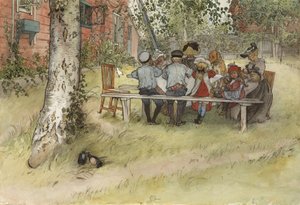 Frühstück unter der großen Birke, aus der Serie Ein Zuhause, ca. 1895 von Carl Larsson