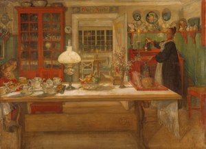 Vorbereitung auf ein Spiel, 1901 von Carl Larsson