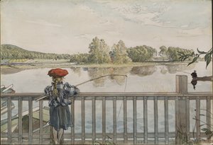 Lisbeth beim Angeln von Carl Larsson