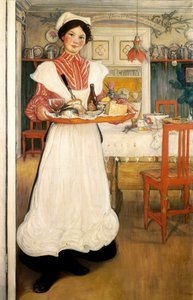 Martina bringt Frühstück auf einem Tablett