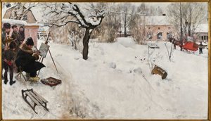 Freiluftmaler. Wintermotiv von Åsögatan 145, Stockholm von Carl Larsson