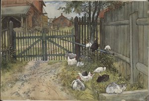 Das Tor. Aus „Ein Heim“ (26 Aquarelle) von Carl Larsson
