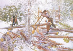 Sie wurden dann in gleichmäßige Längen geschnitten von Carl Larsson