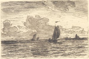 Marine mit Schiffen unter Segel von Carl Locher