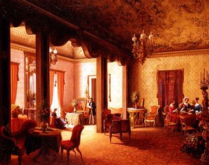 Innenraum des Salons der Zarin Alexandra in der Villa des Herzogs Serradifalco, Palermo von Carl Ludwig Rundt