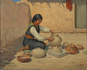 Hopi-Frau beim Töpfern