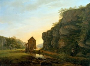 Die Schneidmühle im Lorsbacher Tal am Teufelsfelsen von Carl Morgenstern