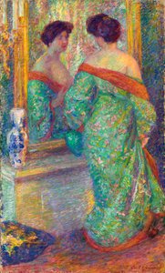 Dame im Spiegel reflektiert, vor 1910