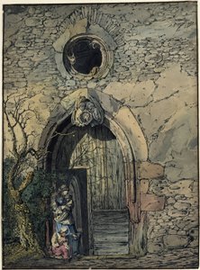 Gotisches Portal am Ruprechtsbau des Heidelberger Schlosses von Carl Philipp Fohr