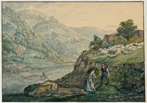 Stolzeneck am Neckar (Blatt 19 aus dem Skizzenbuch der Neckargegend) von Carl Philipp Fohr
