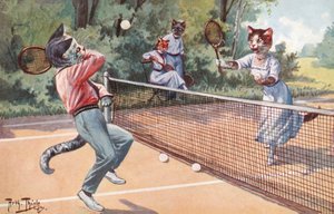 Humorvolle Katzenpostkarte von Carl Robert Arthur Thiele