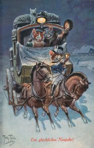 Humorvolle Katzenpostkarte von Carl Robert Arthur Thiele